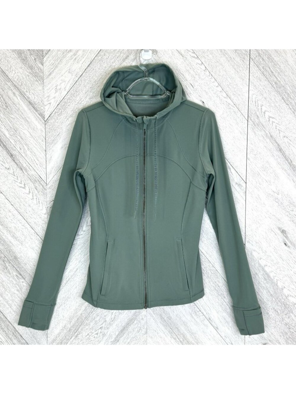 Lululemon Hooded Define Jacket Nulu Womens Size 8 Green Fern Full Zip